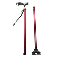 Pasamer Folding Walking Cane, Height Adjustable Aluminum Alloy Folding Cane with T Handle Led Light 4-pronged Pivot Base Red
