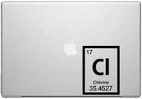 Chlorine Periodic Element Science Macbook Car Tablet Art - Black Vinyl Decal for 13" Macbook