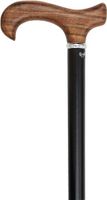 Ovangkol Derby Handle Walking Cane with Black Beechwood Shaft and Silver Collar