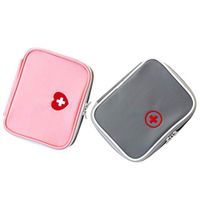 SUPVOX Portable First Aid Pouch Outdoor Zipper Medical Bag Emergency Carry On Medicine Case 2Pcs (Grey and Pink)