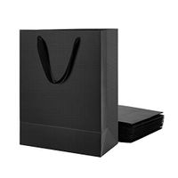MALICPLUS 12 Large Gift Bags 10x5x13 Inches, Premium Matte Black Large Bags with Handles (Cotton) for All Occasions(Grid Pattern)