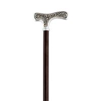 Sterling Silver with Floral Faux Ivory Inlay Fritz Handle Walking Cane