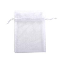 Texplus 100Pcs Drawstring Organza Gift Candy Jewelry Party Pouch Bags (White, 8"Wx10"L)