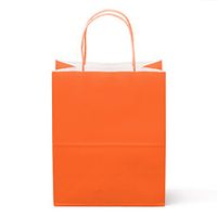24 Counts Food Safe Premium Paper and Ink Medium 10” X 8”, Vivid Colored Kraft Bag with Colored Sturdy Handle, Perfect for Goodie Favor DIY Bag, Environmentally Safe (Medium, Orange)
