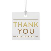 24 Foil Thank You for Coming Hang Tags with String, 2 x 2 inches, Blank Back (Gold Foil/White)