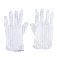 uxcell 8 Pairs White Full Finger Stripes Pattern Anti-static Working Gloves