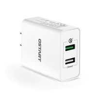 USB Quick Charger 3.0 Ostart 30W(4X Faster) Wall Adapter with Dual USB Plug (2.0 Compatiable) for iPhone ipad Samsung &Other.