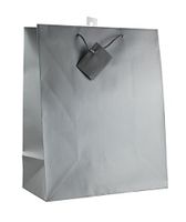 12-PC Solid Color Gift Bags, Matt Laminated, Silver Color