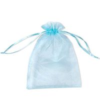 BZCTAH 100 Pcs Transparent Organza Bags Drawstring Jewelry Bags, 30 x 40cm Multicolor with Drawstring Gift Pouch Candy Bags,Blue#3