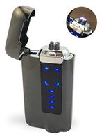 USB Electric Pocket Lighter | Windproof Flameless ARC Rechargeable. Choice of Five Different Color Lighters. (Black)