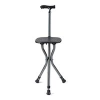 JLDN Cane with Seat, Aluminum Alloy with LED Light Walking Stick, Adjustable Height Three feet Non-Slip Folding Easy to Carry