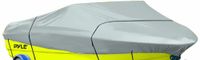 Pyle Protective Storage Boat Cover - Waterproof, Mildew and Weather Resistant with UV Sun Damage Protection Marine Grade Canvas for 14-16' Beam Width to 75" V-Hull Fishing Boat and Trailer - PCVHB220