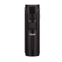 LUBINSKI Cigar Lighter Windproof Butane Five Torch Jet Blue Flame Cigarette Lighter for Cigar Cooking BBQ Topsense (Black)