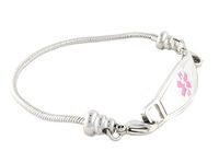 N Style ID Women's Beaded Pan-Dorra Style PRE-Engraved"Type 2 Diabetes" Medical Id Bracelet - Pink 8.25