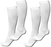 ASRocky Graduated Compression Socks Anti-Fatigue Antimicrobial Calf High Below Knee Mens Womens Sock Leg Foot Ankle Heel Support Pain Relief Stockings Reduce Swelling (2 Pair, Sm/Med, White)