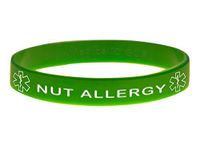 Nut Allergy ID Bracelet Wristband - Green - 6 Inches