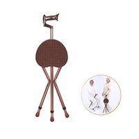 Portable Crutches Aluminum Adjustable Folding Seat Crutches Telescopic Tripod Crutches Suitable for Travel Hiking Rest