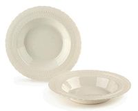 " OCCASIONS" 40 Bowls Pack, Extra Heavyweight Disposable Vintage Wedding Party Plastic Bowls (14 oz Soup Bowl, Chateau in Ivory)