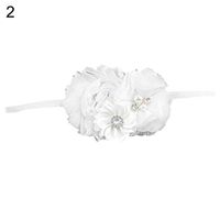 Ugthe Baby Accessories Toddler Baby Girls Faux Flower Pearl Baptism Headband Headdress Photo Props - 2