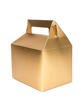 Wrap N Roll Christmas Cookie Gift Gable Boxes Kraft with Handles Large Empty Metallic Gold Bakery Favor Treat Box for Gift Giving & Packaging On Holiday and Party Favors Bulk Pack (Set of 12)