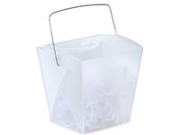 Pack of 12, Solid White Large Frosted Plastic Take Out Pails 4 x 3-1/2 x 4"