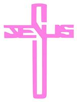 Jesus Cross Christian [Pick Any Color] Vinyl Transfer Sticker Decal for Laptop/Car/Truck/Window/Bumper (3in x 2.2in, Pink)
