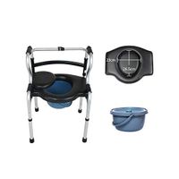 Walker Aluminum Alloy Walking Aids with Commode Chair Lightweight Folding Portable Mobility Walker, Silver