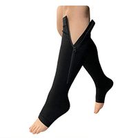 Presadee Open Toe Latest Version 20-30 mmHg Zipper Compression Extra Wide Big Calf Swelling Leg Shin Circulation Premium Grade Sock (Black, 4XL)
