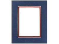 PA Framing Double Photo Mat Board, Pre-Cut Framing Mat - Cream Core, Bottle Blue/Deep Red, 8"x10" (Frame), 5"x7" (Photo)