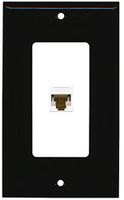 RiteAV Decorative 1 Gang 1 Port Cat6 Wall Plate - Black/White - Bracket Included