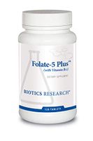 Biotics Research Folate-5 Plus™ - High Potency Folate with B12. Methyl Support. 5 mg Natural & Whole Food Form of Folate, 18 mcg B12, Pregnancy Nutrition, Energy Support. Healthy Skin. 120 Tablets