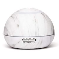 Hathaspace Marble Essential Oil Aroma Diffuser, 350ml Aromatherapy Fragrance Diffuser & Ultrasonic Cool Mist Room Humidifier, 24+ Hour Capacity, 7-Color Mood Light, Intermittent Mode, BPA-Free (White)