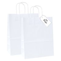 Incredible Packaging - 10" x 5" x 13" Kraft Paper Bags with Handles for Shopping, Retail, Merchandise, Gift and Party Bags. Strong and Reusable - 80 Paper Thickness- 100% Recycled Bulk (20, White)