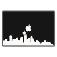 Seattle City Skyline - Vinyl 9" wide (color: WHITE) decal laptop tablet skateboard car windows sticker
