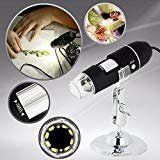 DGCUS USB 2.0 Digital Microscope 1000 x Magnification 8-LED Mini Microscope Camera Magnifier with Stand 2 Mega Pixels