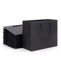 Gift Bags with Handles, Eusoar 20pcs 12.5" x 4.5" x 11" Black Kraft Paper Bags Bulk, Shopping Bags with Handles, Lunch Bags, Merchandise Bag, Party Bags, Retail Handle Bags, Wedding Bags