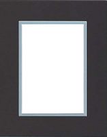 Pack of (2) 22x28 Double Acid Free White Core Picture Mats Cut for 18x24 Pictures in Black and Sheer Blue