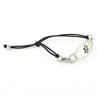 Women's Medical Alert ID Bracelet - Custom Engraving Included, Adjustable Size - Simplicity Black - Black