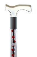 Elegant Acrylic Designer Walking Cane (Custom Lengths, Red & White Silk Roses)
