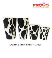 Dairy Black Cold Cups + Flat Lids (16 Oz)