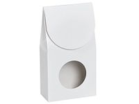 Pack Of 6, Solid White Gourmet Window Boxes Small 3.5 X 1.75 X 6.5" Great For Wrapped Candies, Pet Treats & Small Gifts