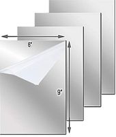 Flexible Mirror Sheets with Self Adhesive Back, 6 x 9 Inches, 4 Mirrored Sheets, Non Glass, Easy to Use and Cut to Size.