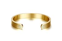 VNOX Free Engraving-Stainless Steel Medical Alert ID Open Cuff Bangle Bracelet for Men Women,Gold Plated,8"