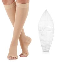 Compression Socks Open Toe 20-30 mmHg for Women Men Knee High Compression Stockings for Varicose Veins, Edema & Post Surgical with Free Auxiliary Wear Socks Sleeve L