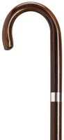 Crook Handle with Silver Accent Collar 1" Diameter Wooden Shaft Walking Cane (Ebony)
