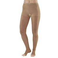 Ames Walker AW Style 15OT Sheer Support 15 20mmHg Moderate Compression Open Toe Pantyhose Beige Queen Plus Relieves Pain of Tired Aching Legs Reduces Volume of varicose Veins