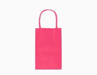 24CT SMALL HOT PINK BIODEGRADABLE, FOOD SAFE INK & PAPER, PREMIUM QUALITY PAPER (STURDY & THICKER), KRAFT BAG WITH COLORED STURDY HANDLEs (Small, Hot Pink)