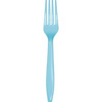 Club Pack of 288 Pastel Blue Premium Heavy-Duty Plastic Party Forks