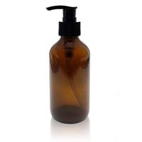 Royal Massage Boston Round Glass Bottle with Saddle Pump - Amber 8oz