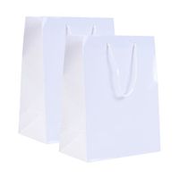 Incredible Packaging - 8" x 4.75" x 10" Small Retail Euro Tote Shopping Bags - Heavy Duty 157 GSM - Original Style Paper - Perfect for Merchandise, Retail, Party, Gift Bags. (White Gloss, 50 Bags)